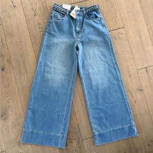 Zara braided waist wide leg jeans 8